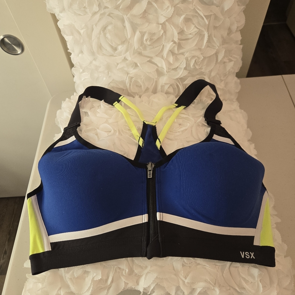 Victoria's Secret VSX Blue and Yellow Sports Bra 36C